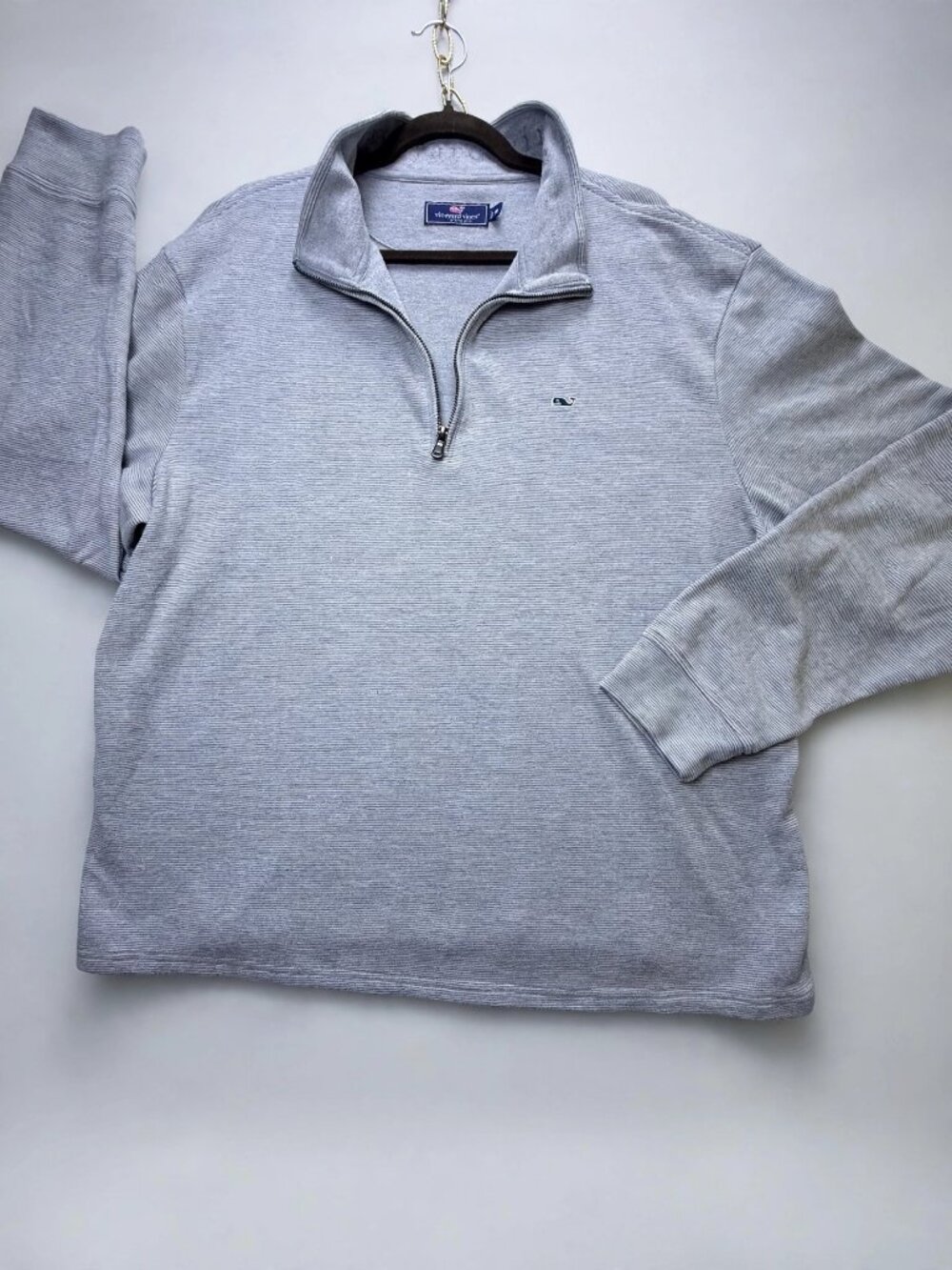 Vineyard Vines Gray Heather Quarter Zip Pullover Whale XL